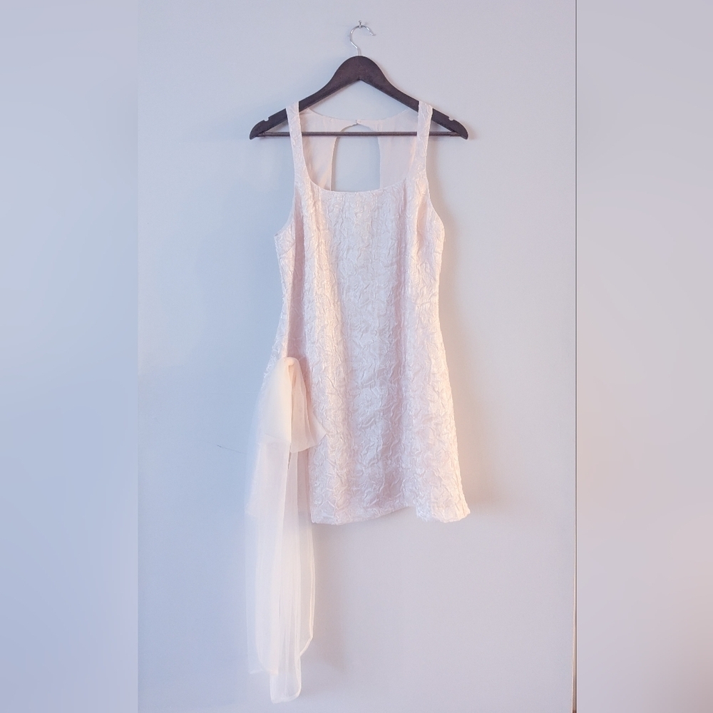 NWT For Love And Lemons Blush Crinkle Satin Mini Dress - Picture 4 of 8